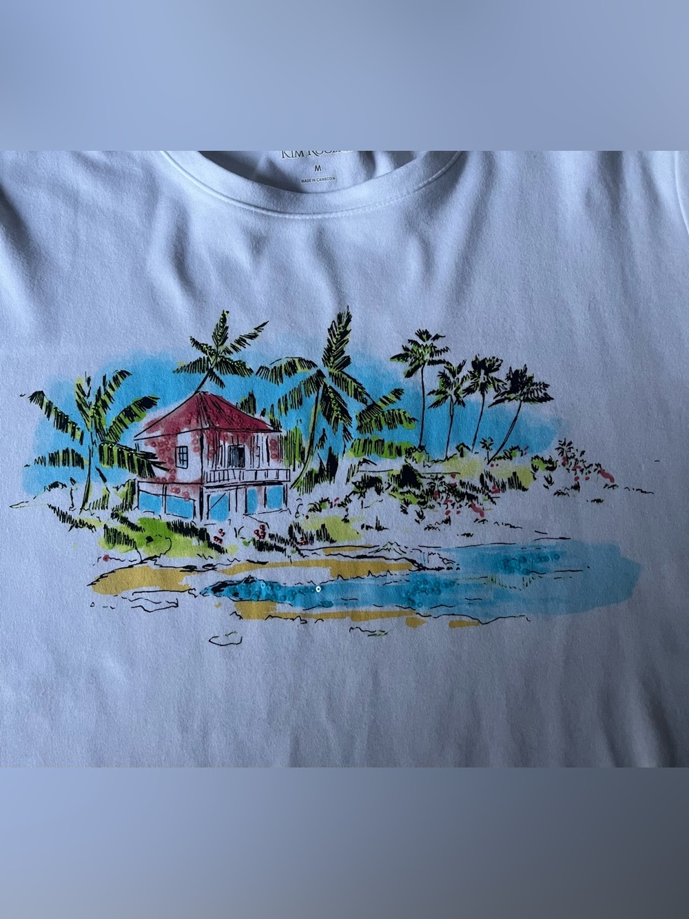 Kim Rogers beach scene short sleeved t-shirt. Women’s large.